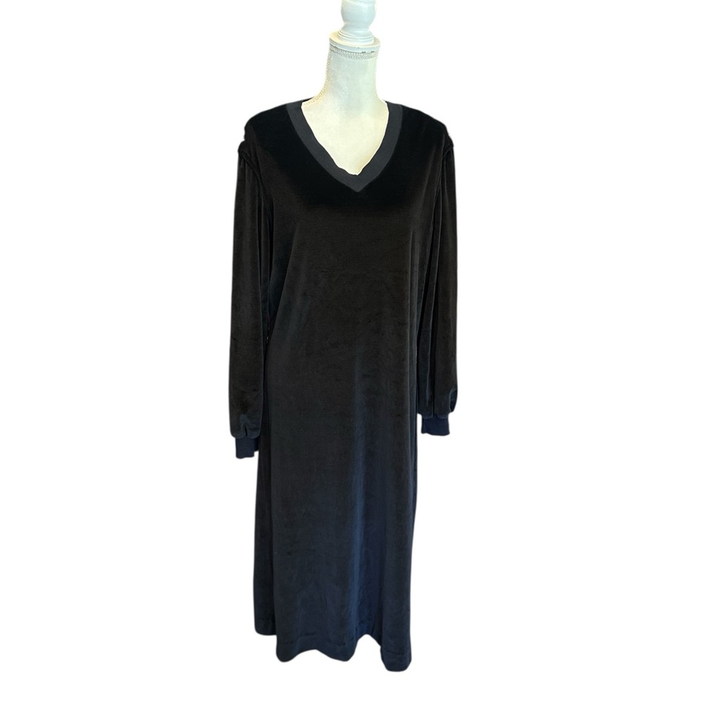 Butte Vintage Black Velour Midi Dress See Measurements